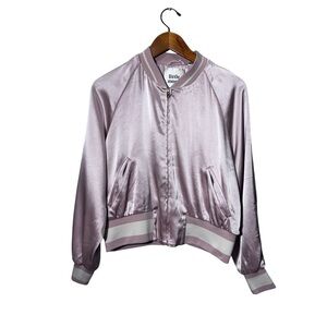 Aritzia Little Moon Pink Satin Bomber Jacket  Size Large
